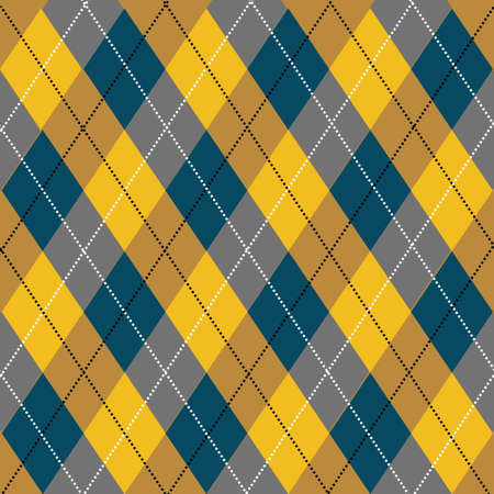 Autumn Color Geometric Plaid Yellow Brown Blue Patternの写真素材