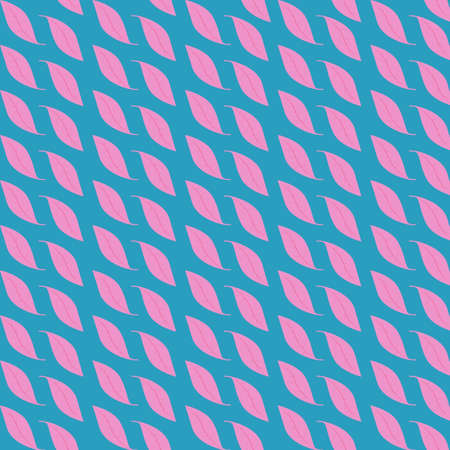 Pink Leaves Y2K Pattern with Blue Backgroundの写真素材