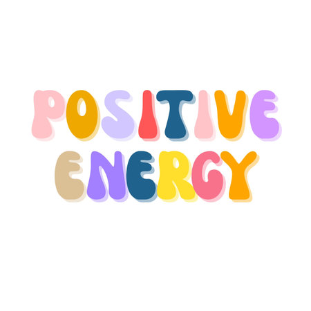 Positive Energy Hippy Colorful Typography Quoteの写真素材