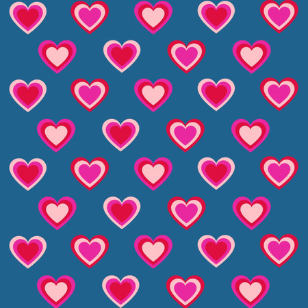 Pink Hypnotic Heart Y2K Pattern with Blue Backgroundの写真素材