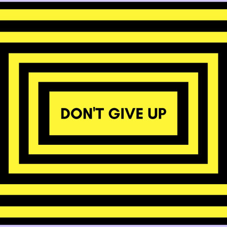 Don't Give Up Quote Typography With Black Stripe and Yellow Background Colorの写真素材