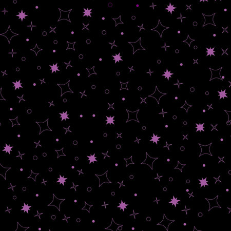 Black Purple Stars Celestial Patternの写真素材