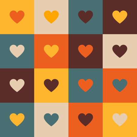 Autumn Heart Check Y2K Patternの写真素材