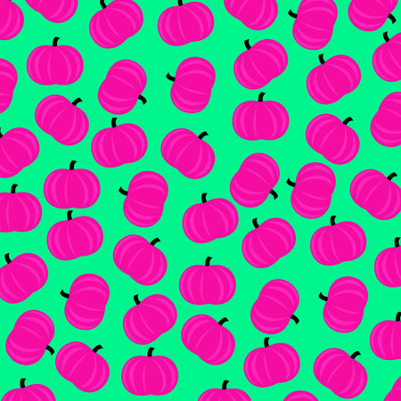 Neon Pink Pumpkin Y2K Pattern with Neon Green Color Backgroundの写真素材