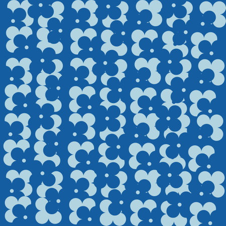 Retro Mid Century Modern Blue Flower Mandala Geometric Pattern