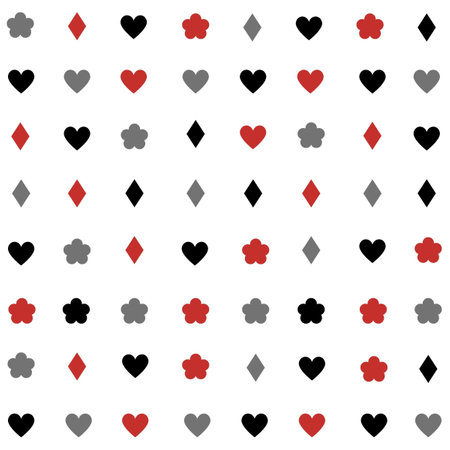 Seamless pattern with hearts and diamonds on a white background. Retro Vintage Heart Diamond Flower Y2K Pattern With Black and White Red Backgroundの写真素材