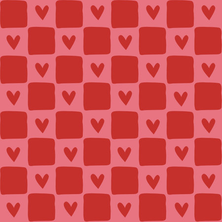 Seamless pattern with hearts. Valentine's day vector background. Retro Vintage Checkered Heart Y2K...