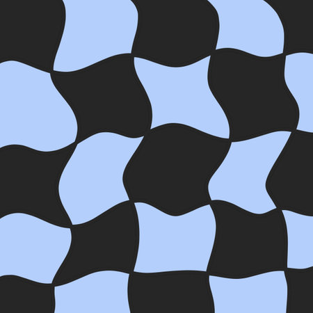 Seamless pattern with black and white geometric shapes. Vector illustration. Blue Black Groovy...