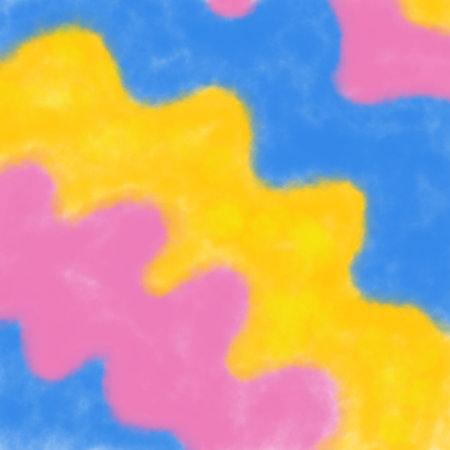 abstract background with yellow, blue and pink stars in the sky. Yellow Pink Blue Diagonal Watercolor Blur Groovy Stripe Patternの写真素材