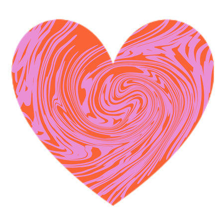 Valentine's day abstract background with heart. Vector illustration. Psychedelic Swirl Orange Purple Heartの写真素材