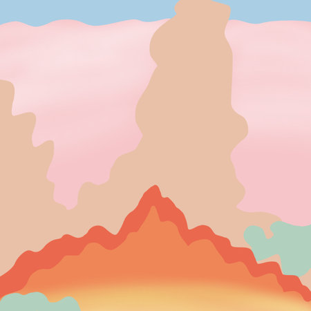 Abstract background with mountains in pastel colors. Vector Illustration. Abstract Colorful Sunset Background Layer Patternの写真素材