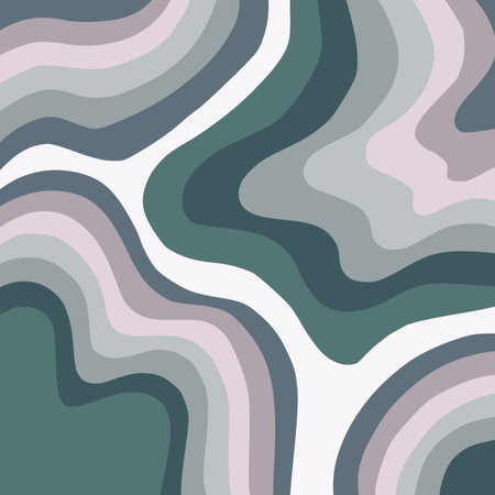Abstract background with wavy pattern in pastel colors. Vector illustration. Abstract Retro Grey Green 70s Trippy Wavy Liquid Swirl Stripe Patternの写真素材