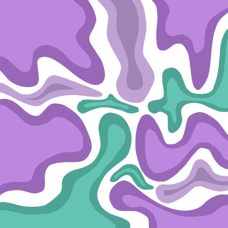 Seamless pattern with abstract waves in violet and white colors. Abstract Retro Purple Green 70s Trippy Wavy Liquid Swirl Stripe Patternの写真素材