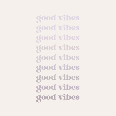 Vector illustration of a set of vector text boxes with different words. Good Vibes Hippy Purple Typography Quoteの写真素材