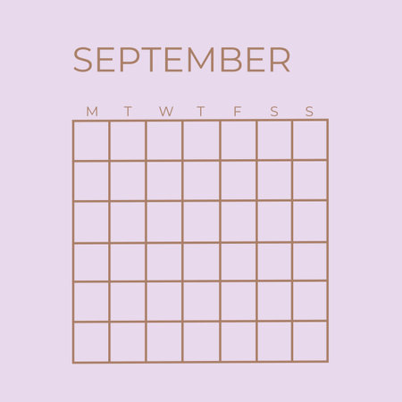 September calendar grid. Simple geometric pattern. Vector illustration. Undated Template Calendar September Lilac Colorの写真素材