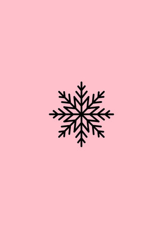 Snowflake icon on pink background. Vector illustration. Flat design.の写真素材