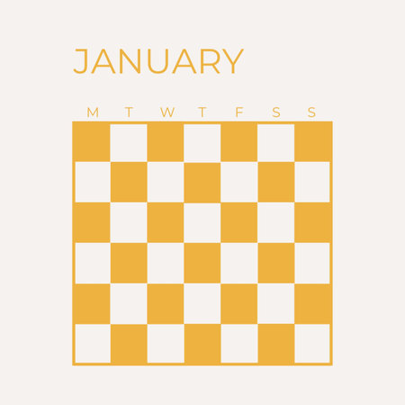 Vector illustration of a chess board in yellow and white colors on a white background.の写真素材