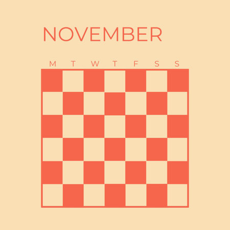 Vector illustration of a chess board. Flat style. Vector illustration. Undated Template calendar November Peach Colorの写真素材