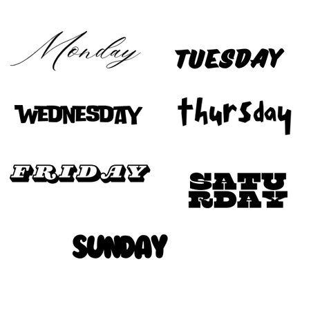 Set of hand drawn lettering quotes for your design. Vector illustration. days of the weekの写真素材