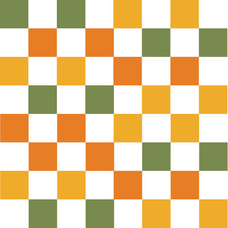 Checkered seamless pattern in orange and green colors. Vector illustration. green orange checkerboard plaid patternの写真素材