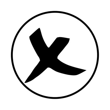 X letter icon in circle, vector illustration. Flat design style.の写真素材