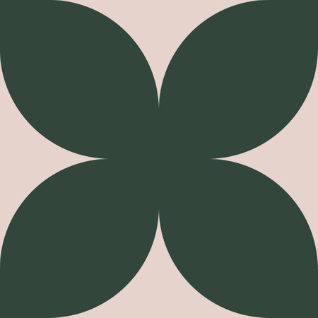 Seamless pattern with stylized flowers in pastel colors. Mid Century Modern Deep Green Petalの写真素材