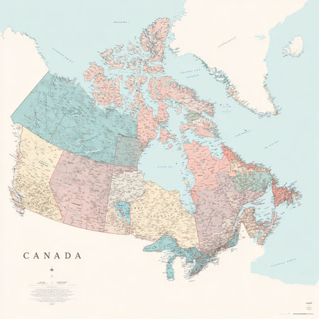 vintage map of canadaの素材