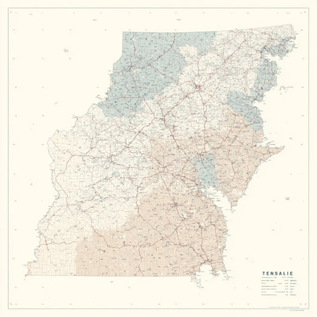 vintage map of tennessee america usaの素材