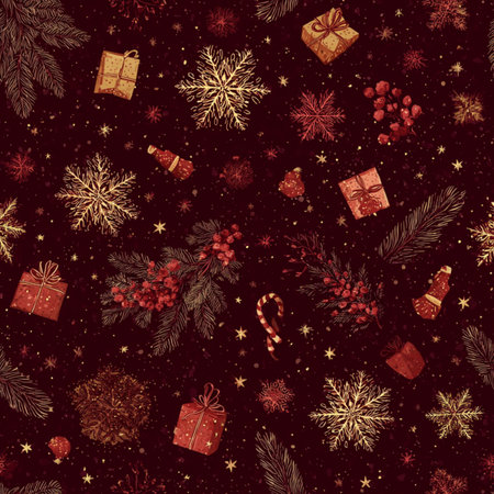 Seamless pattern with holiday elements. Vector illustration for your design. Dark Holiday Background and Wallpaper Clip Artの素材