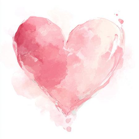 Watercolor painted heart on white background. Vector illustration for your design. watercolor pink heart on white background clip artの素材