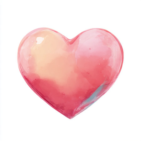 Watercolor heart on white background. Watercolor hand drawn illustration. watercolor pink heart on white background clip artの素材