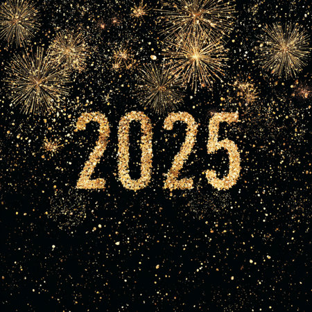 Happy New Year and Merry Christmas background with fireworks new year 2025 fireworksの素材