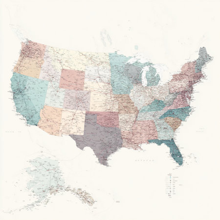 map of the usa in pastel colors with grunge texture. map of north america usaの素材