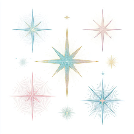 Vector set of hand drawn stars isolated on a white background. Vector illustration. gradient watercolor stars clip art setの素材