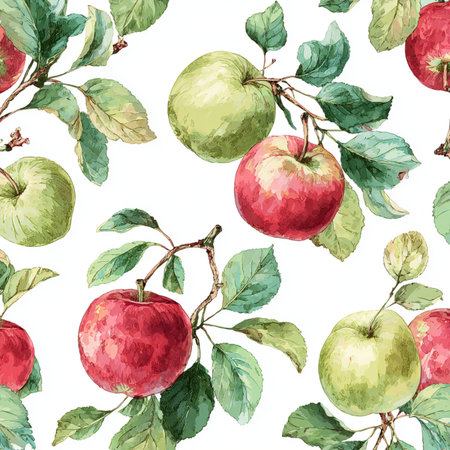 Seamless pattern with watercolor apples. Hand drawn illustration. seamless pattern of applesの素材