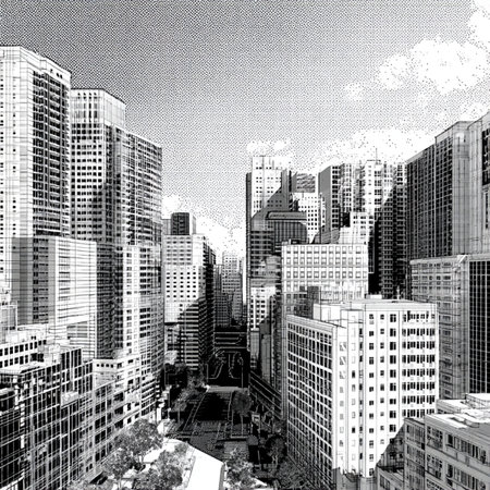 Sketch of skyscrapers in New York City, USA. abstract modern manga style city backgroundの素材
