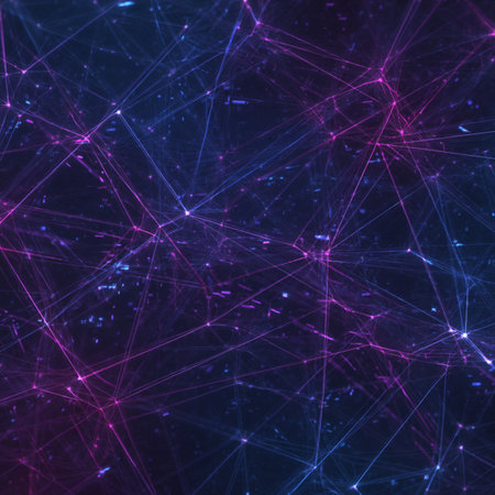 Abstract technology background with lines and dots. 3d rendering, 3d illustration. dark futuristic data networkの素材