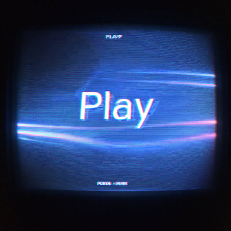Play on the screen of a computer monitor with a blue light. retro dvd menu screen playの素材