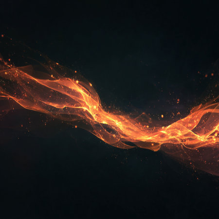 Abstract orange fire wave on dark background. Futuristic vector illustration. fire explosion backgroundの素材