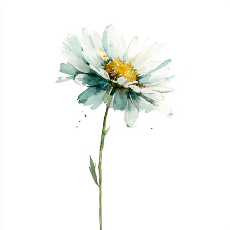 Watercolor illustration of a chamomile on a white background. watercolor daisy flower botanical floralの素材