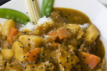 This is potato, carrot and beef Curry.  Curry is a major dish from Asia and hugely popular the world over.の写真素材