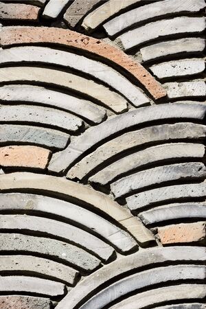 Stone work in a Korean Restaurant. The stone work forms a pleasing pattern. の写真素材