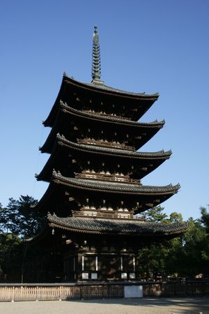 This is a five story pagoda in Nara, Japan.  It's the second tallest pagoda in Japan.のeditorial素材