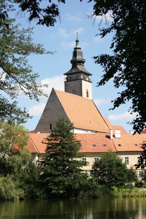 Traditional Church in Telc, Czech Repの写真素材