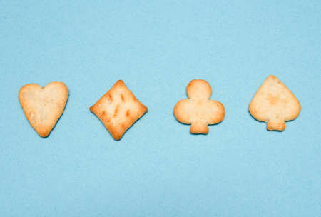 salted biscuits with playing card symbols shapeの写真素材