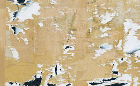 torn paper on wooden wallの写真素材