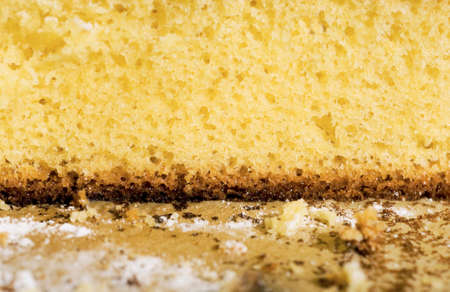 closeup view of a sliced soft cakeの写真素材