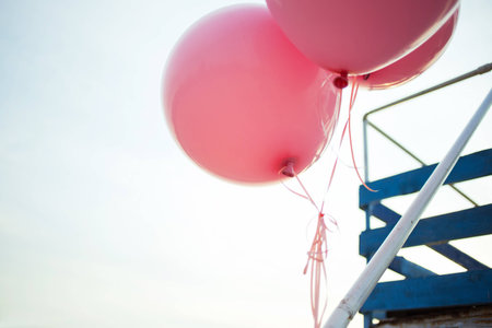 pink balloon, skyの写真素材