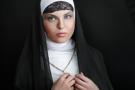 Portrait of the young beautiful nun.の写真素材