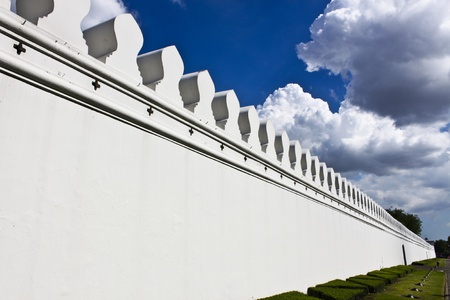 wall of temple in thailand with skyの写真素材